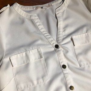 Cream Button-Up with Three-Quarter Sleeve
